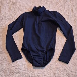 Danskin girls size Medium 8-10 navy long sleeve bodysuit VGUC